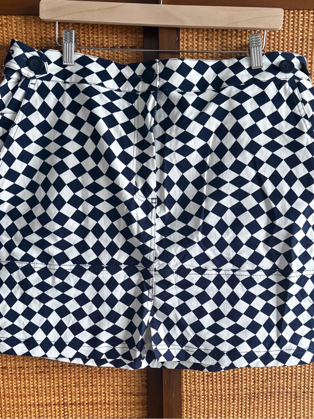 Wildfang Navy & White Checkered Mini Skirt